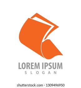 Publishing paper orange logo concept design. Symbol graphic template element 