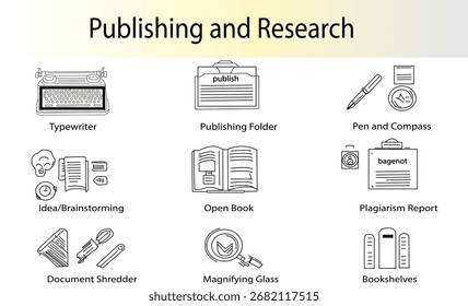 Publishing, Research, and Documentation Line Icons
