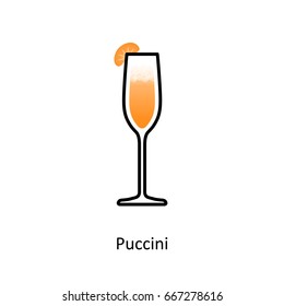 Puccini cocktail icon in flat style. Vector illustration