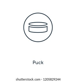 Puck concept line icon. Linear Puck concept outline symbol design. This simple element illustration can be used for web and mobile UI/UX.