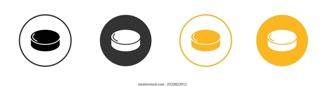 Puck icon black and white vector outline sign