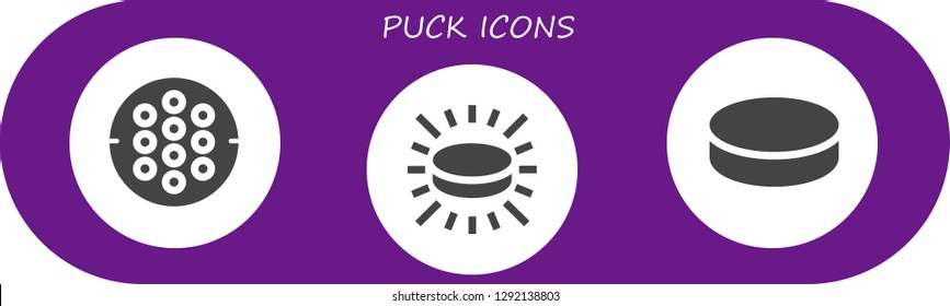  puck icon set. 3 filled puck icons. Simple modern icons about  - Hockey, Puck