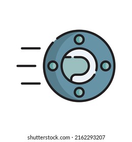 Puck Icon Vector Illustration. Flat Outline Cartoon. Winter Sport Icon Concept Isolated Premium Vector