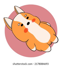 The puck lies on his back and thinks in the background a pink circle