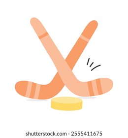 Puck with stick, trendy icon of ice hockey, ready to use vector