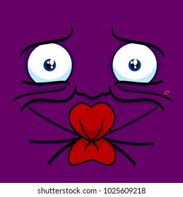 Pucker Face Cartoon Vector Illustration Purple Grape