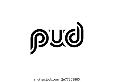 PUD Creative Unique Modern Letter Logo Design. Elegantes Monogramm-Logo-Design mit dekorativen Elementen und Typografie