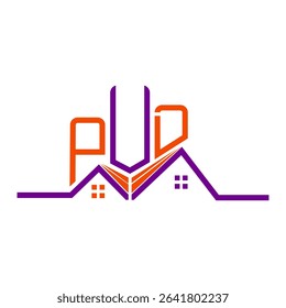 PUD Real State logo design, PUD simple and modern logo. PUD luxurious alphabet design  