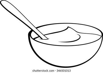pudding in bowl with spoon