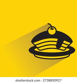 pudding cake icon with drop shadow yellow background