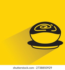 pudding cake icon with drop shadow yellow background