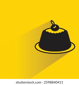 pudding cake icon with shadow yellow background