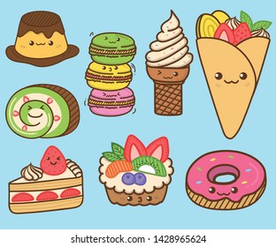 pudín, tarta de torta, tarta de fresa, macarons, tarta de fruta, helado, crepe, donut