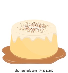 Pudding cartoon vector. free space for text.