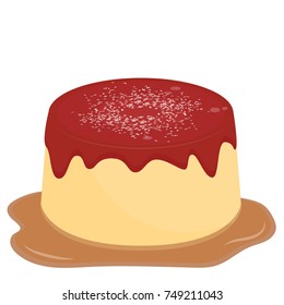 Pudding cartoon vector. free space for text.