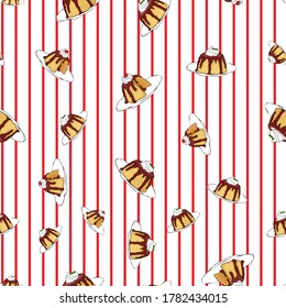 pudding chocolate topping stripe background seamless vector pattern design