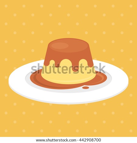 Pudding Custard Caramel Plate Illustration Vector Stock Vector (Royalty ...