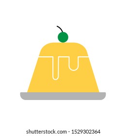 Pudding custard with cherry outline icon. linear style sign for mobile concept and web design. Pudding dessert food simple line vector icon