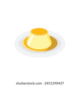 pudding custard with honey glaze. flat illustration in cartoon style isolation on a white background. easy to use