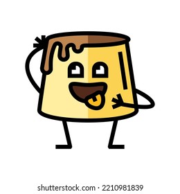 pudding dessert character color icon vector. pudding dessert character sign. isolated symbol illustration