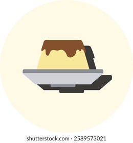 pudding dessert flat design. simple flat icon of caramel pudding dessert. japanese sweet dessert