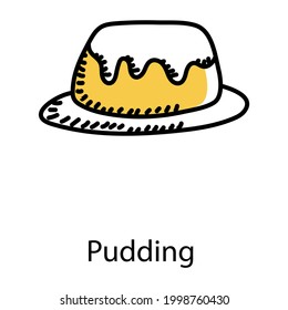 Pudding doodle style icon, editable vector 