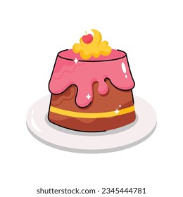 Pudding doodle vector filled outline Sticker. EPS 10 file