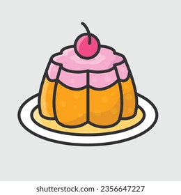 caricatura de comida rápida ilustración vectorial de pudding con estilo lindo y colorido