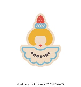 Pudding girl, flat vector illustration symbol design