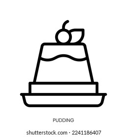 pudding icon. Line Art Style Design Isolated On White Background