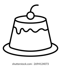 Pudding Icon - Sweet Dessert Vektorgrafik für Cafe und Bäckerei Design