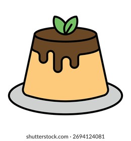 Ícone de pudim - Ilustração de vetor de sobremesa doce para o projeto do café e da padaria