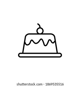Pudding icon symbol in flat black line style, isolated on white background