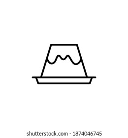 Pudding icon symbol in flat black line style, isolated on white background