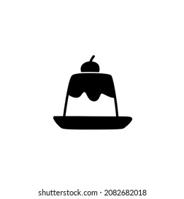 Pudding icon symbol in solid black flat shape glyph icon, isolated on white background