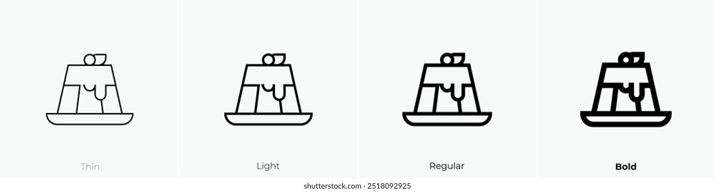 Pudding-Symbol. Dünnes, helles Design im regulären und kühlen Stil, einzeln auf weißem Hintergrund