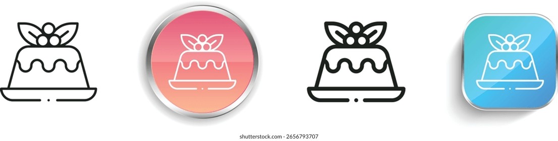 ícone pudim. Design fino, linear, regular e estilo botão isolado no fundo branco