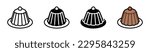 Pudding icon vector. Pudding dessert with fla and fruit icons in line, flat, and colors style. Bakery sign and symbol. Vector illustration
