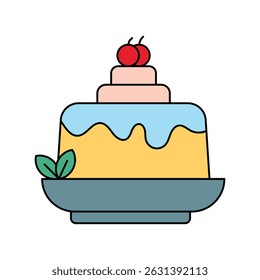 ícone de pudim com fundo branco vetor ilustração stock