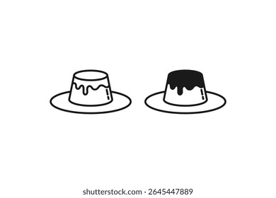 pudding line and flat icon