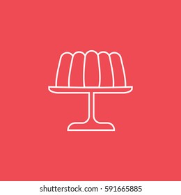 Pudding On Dish Line Icon On Red Background