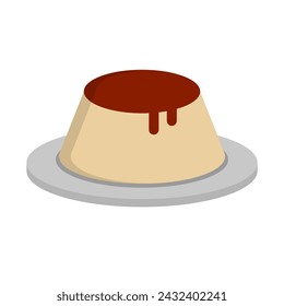 Pudding on plate icon. Vector.