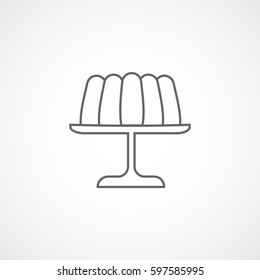 Pudding On Stand Dish Line Icon On White Background 