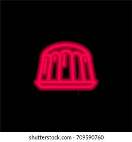 Pudding red glowing neon ui ux icon. Glowing sign logo vector