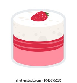 Pudding strawberry cartoon vector. free space for text. wallpaper. background.