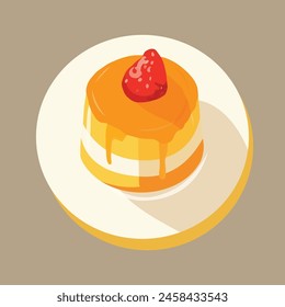 Pudding with strawberry on top.