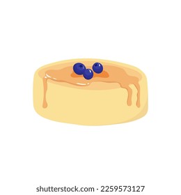 Pudding, sweet jelly dessert with berries and caramel topping, honey drops