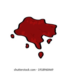 Puddle Of Blood Drops Doodle Logo Icon Sign Hand Drawn Sketch Crime Scene Symbol Halloween Game Design Cartoon Children's Style Fashion Print Clothes Apparel Greeting Invitation Card Cover Flyer Ad