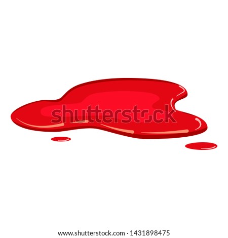 Puddle blood liquid, vector, cartoon style, isolated, illustration, on a white background