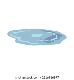 Puddle of blue water with ripples flat vector illustration. Puddle of sweat, rain or tears from crying isolated on white background. Emotions, nature concept for graphic design
